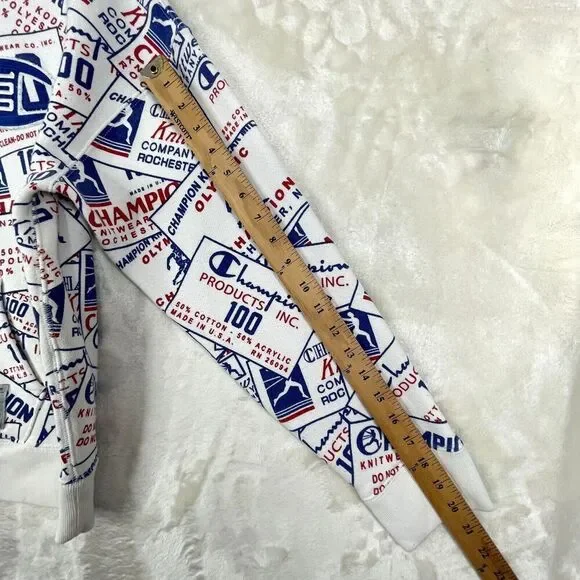 Champion Hoodie Sweatshirt Mens Medium 100 Century Collection All Over Print * - Picture 10 of 13